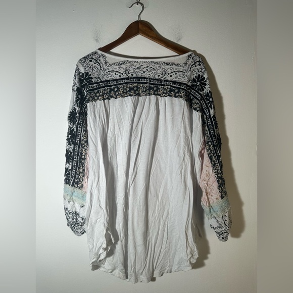 Free People Women's Floral Print Top - Black and White - Picture 3 of 7